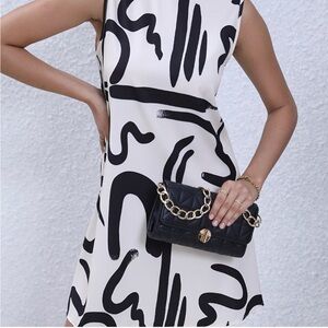 Boho Black Mock Neck Sleeveless Mini Dress